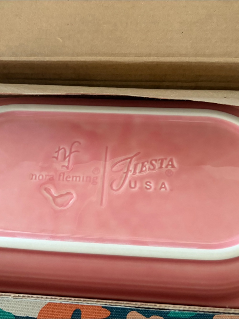 Nora Fleming Coral Pink Oval Bread Tray (TRAY ONLY)